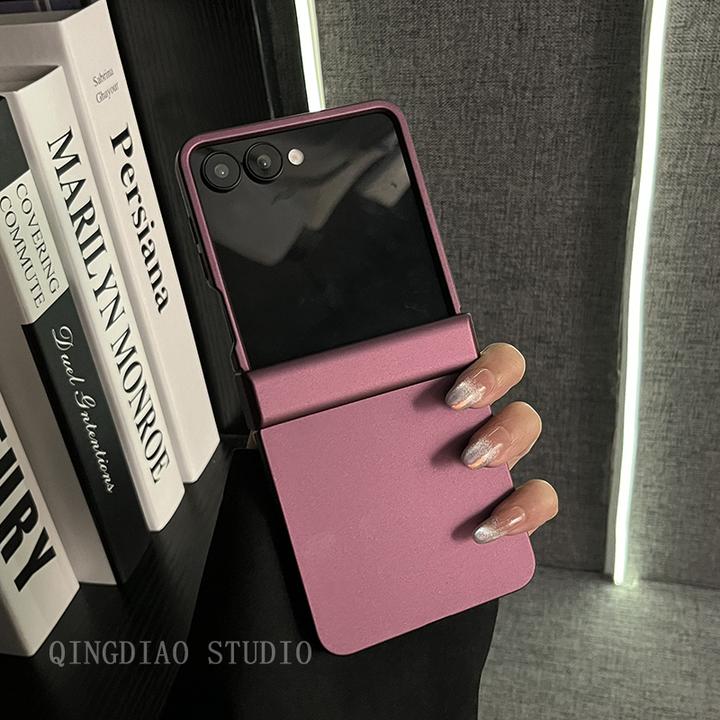 适用三星zflip7手机壳折叠屏w25flip高级简约紫色烤漆全包保护套