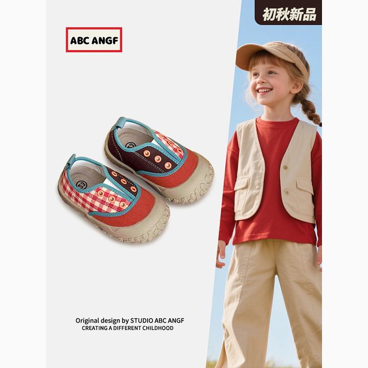 ABC ANGF潮趣●儿童帆布鞋2025早秋新款女宝软底一脚蹬布鞋男春秋