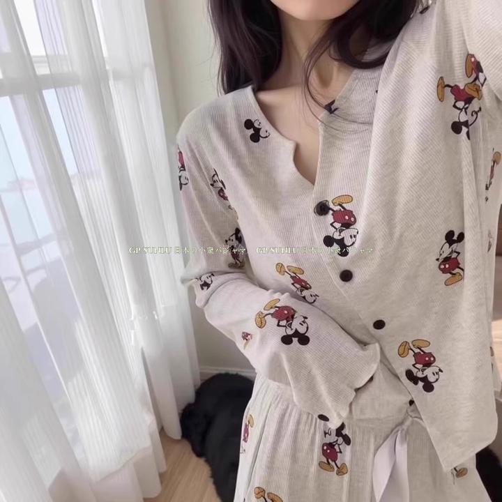 GPSUNLU卡通莫代尔棉睡衣女款春秋季长袖甜美家居服外穿可外穿