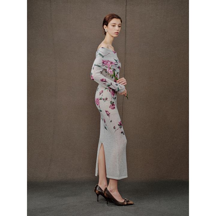 Mix Selection｜罗莎莉2.0 超细羊驼马海毛玫瑰印花裙MSCJQ0792