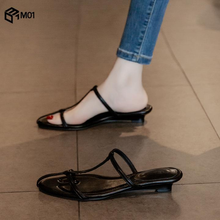 M01绝美坡跟厚底不累脚凉鞋女2025夏季外穿时尚高级感中跟凉拖鞋