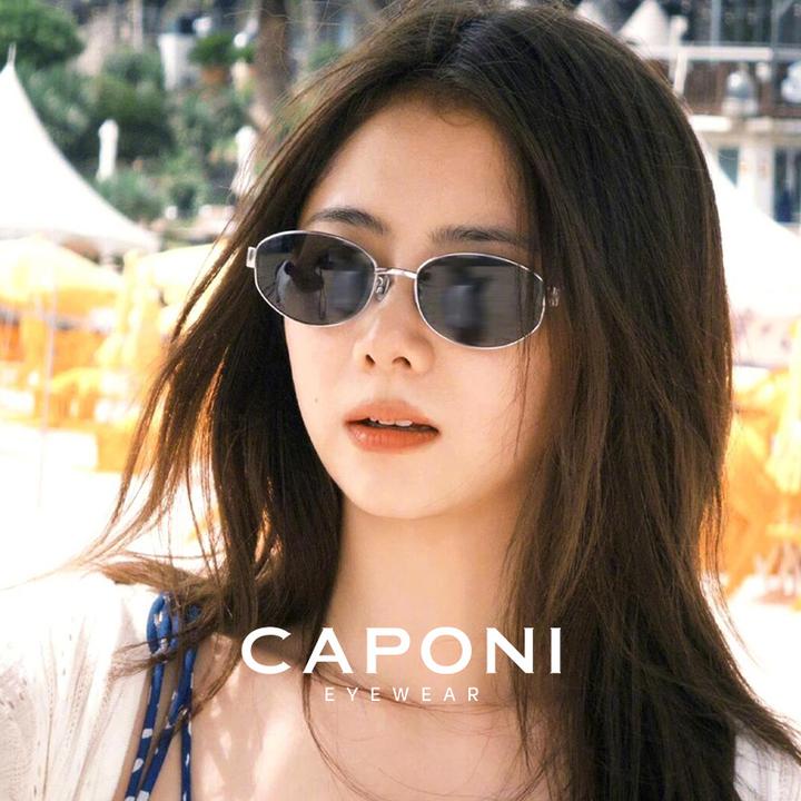 CAPONI轻奢老钱风墨镜女高级感2026新款复古猫眼椭圆太阳镜34008