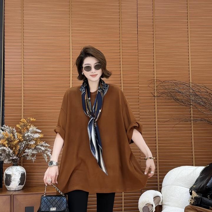 月月 2025冬季新款【沉浸式舒适】亲肤慵懒风显瘦百搭t恤 2508C5027