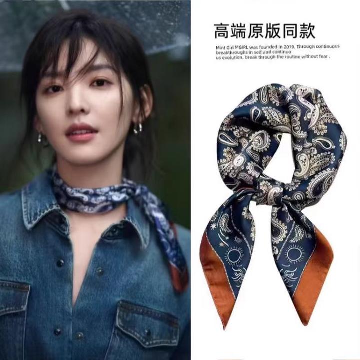 春夏新款围脖  耐看经典藏蓝腰果花小方巾丝巾围巾 HY123