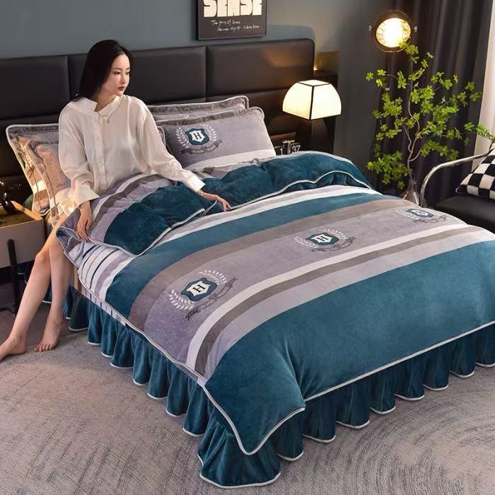 2025新款【高克重印花牛奶绒】四件套保暖绒套件亲肤加绒加厚