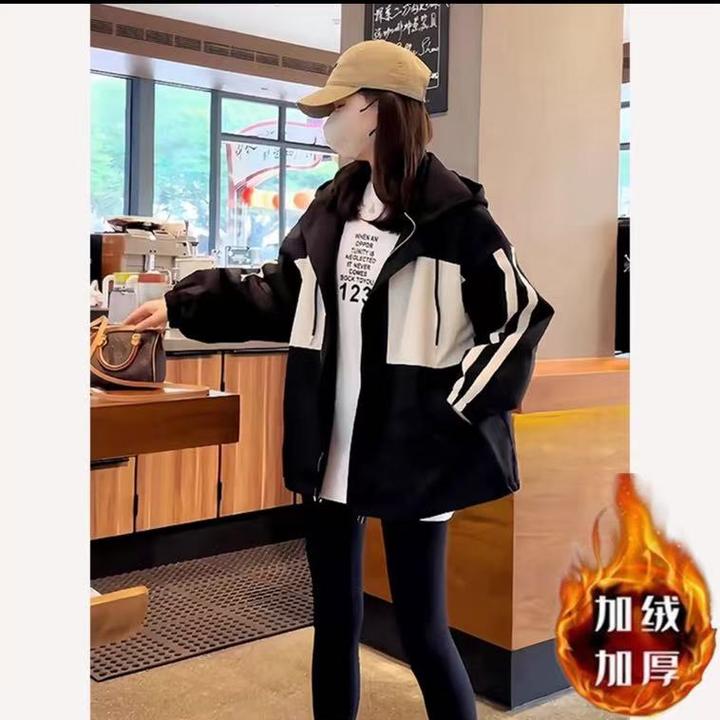 【加绒加棉】2025秋冬超保暖冲锋外套女冬季高级感宽松中长夹克上衣