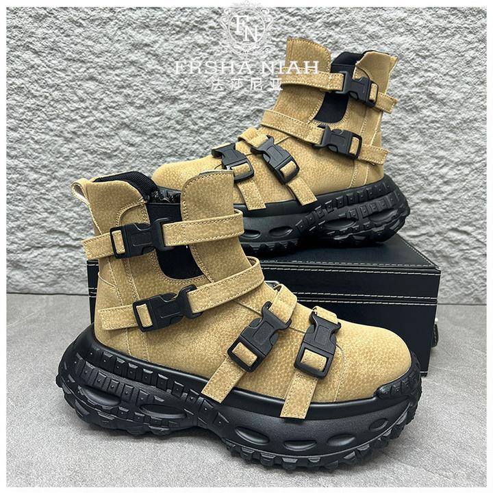 法莎尼亚男士耐磨马丁靴冬季新款时尚休闲百搭潮流男鞋厚底高帮靴