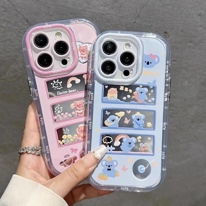 镜面考拉小熊适用苹果16pro手机壳华为轻奢vivo高级小米OPPO女款