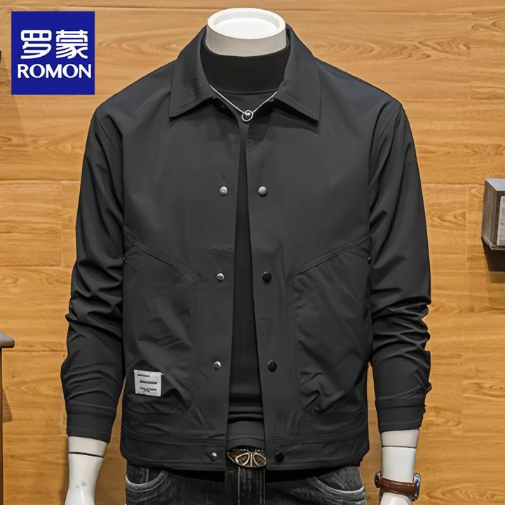 Romon/罗蒙立领外套男士春秋季简约休闲上衣2025新款青年工装夹克