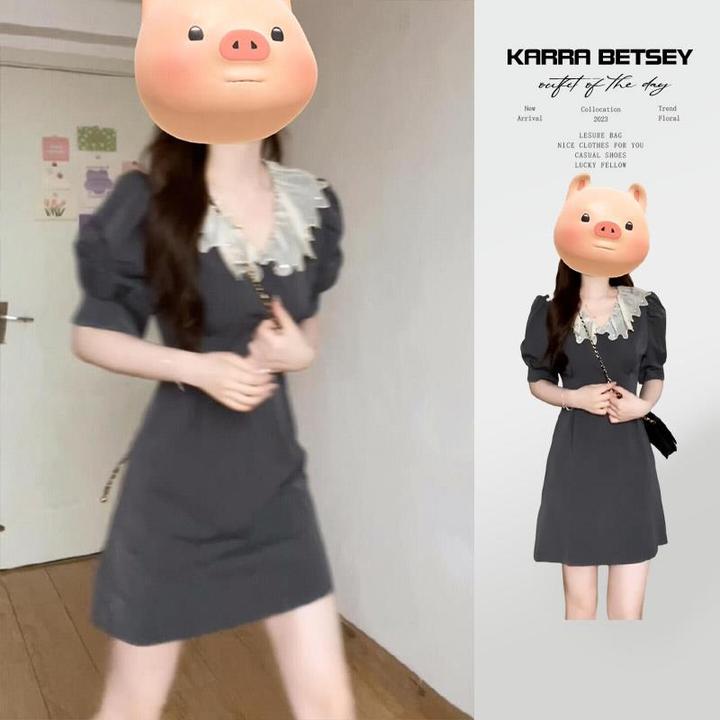 2025新款小个子学院风连衣裙子法式女装气质高级收腰a字短裙