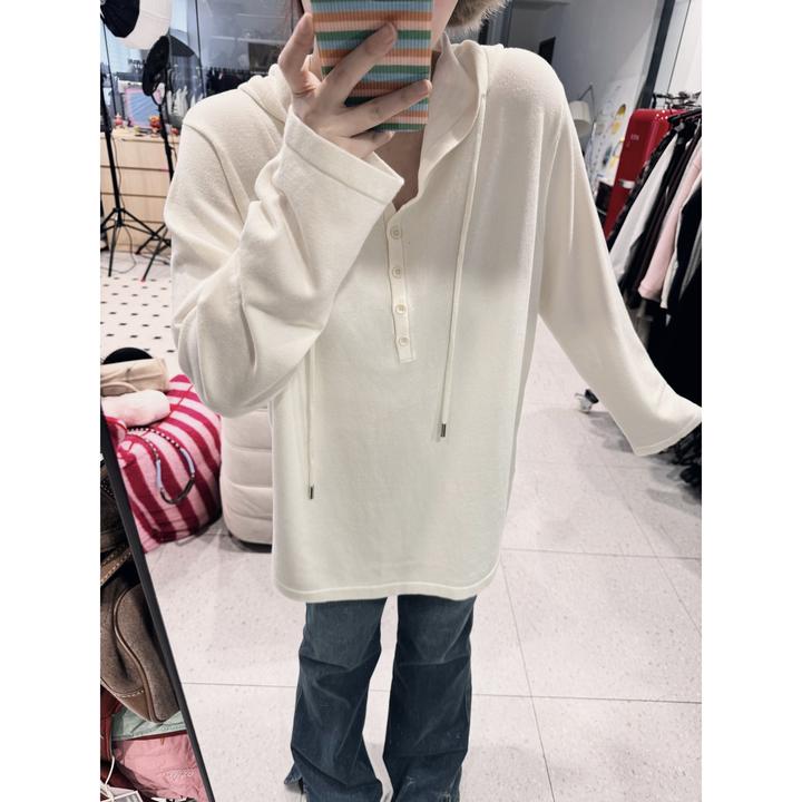 晶咕【极简！】简约慵懒感纯色连帽针织套头小衫上衣