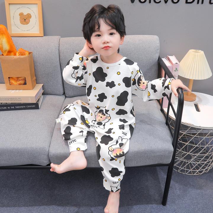男童连体睡衣纯棉春秋款a类长袖薄款宝宝男孩儿童家居服防踢睡袋