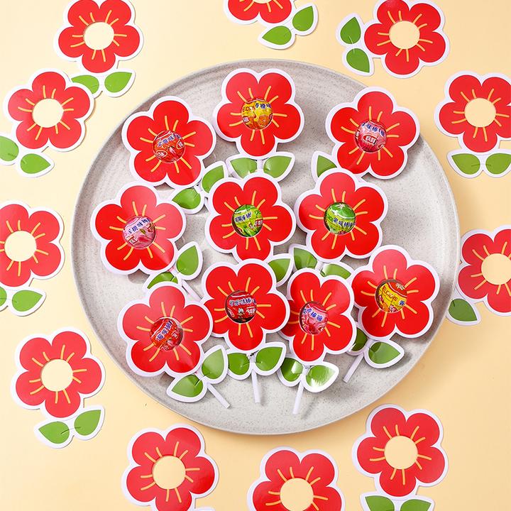 万圣节布置装扮礼物送你一朵小红花装饰插卡儿童糖果送小朋友礼物