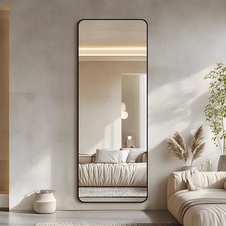 铝合金框镜子全身穿衣镜贴墙自粘壁挂式门后试衣镜定制墙上玻璃镜