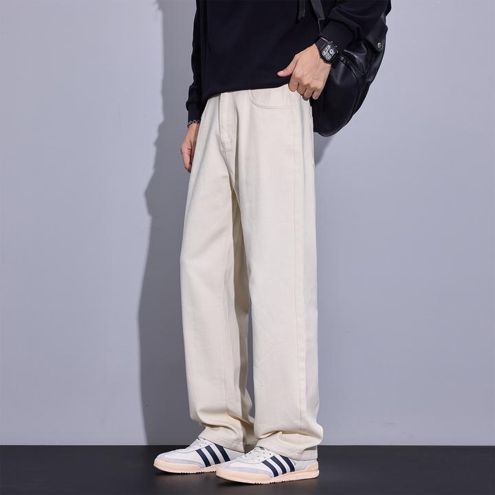 Kuvine纯棉休闲裤男秋季2025新款美式潮牌宽松直筒阔腿简约长裤子