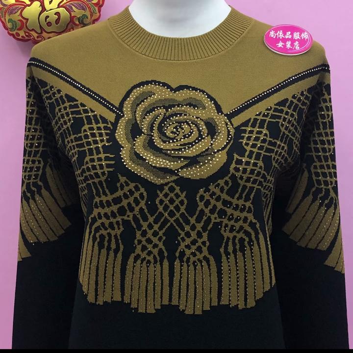 S  秋冬中老年半高领针织毛衣妈妈装保暖百搭上衣弹力针织衫