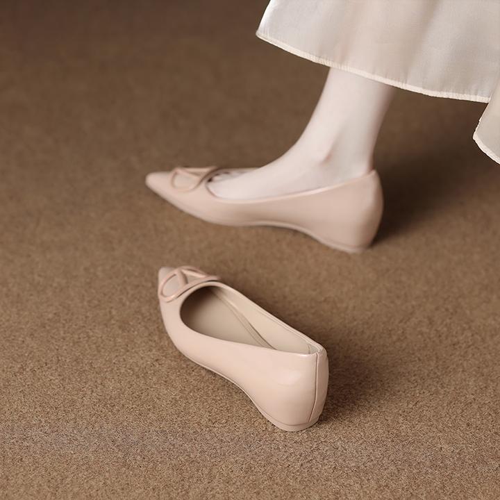 牛皮断码清仓真皮气质尖头单鞋女内增高新款爆款浅口软底工作瓢鞋