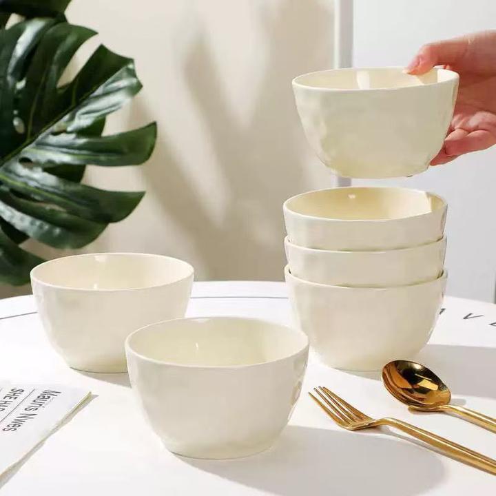 【6只装】芬利兰5英寸石纹碗高温釉下彩陶瓷餐具