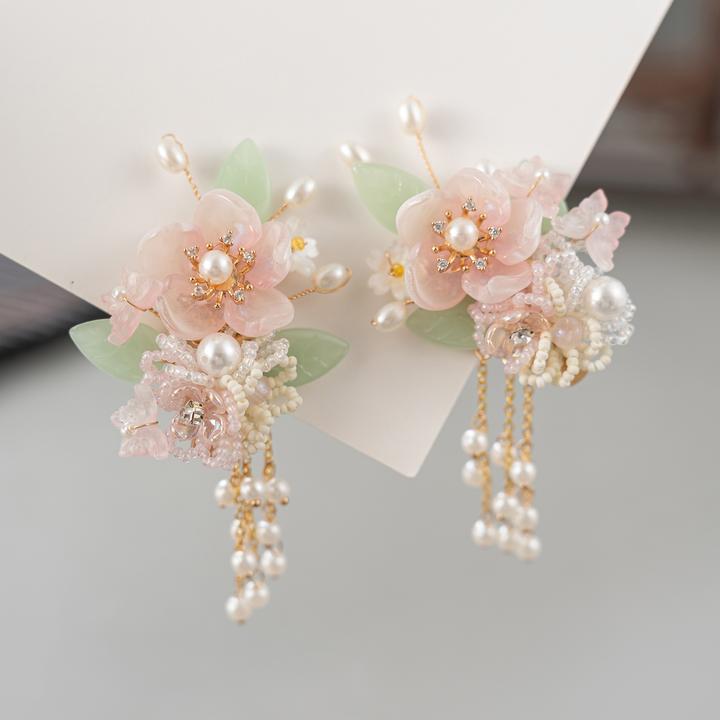 春亦轩温婉古风桃粉凝香对夹头饰淡雅简约日常旗袍汉服发饰发夹女