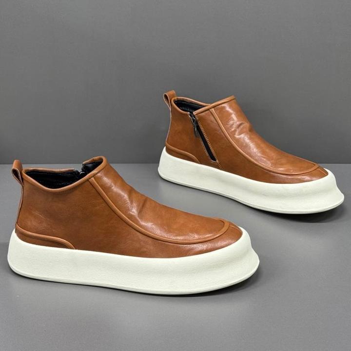 男鞋冬季2024新款加绒保暖棉鞋真皮高帮休闲板鞋防滑增高软底短靴