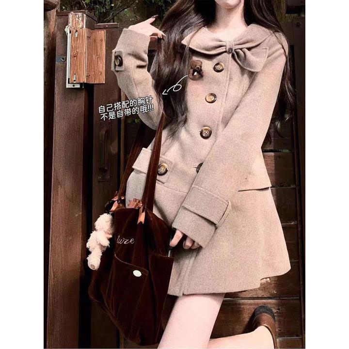 小众炸街高级感女装收腰显瘦毛呢大衣外套中长款修身2025新款秋冬