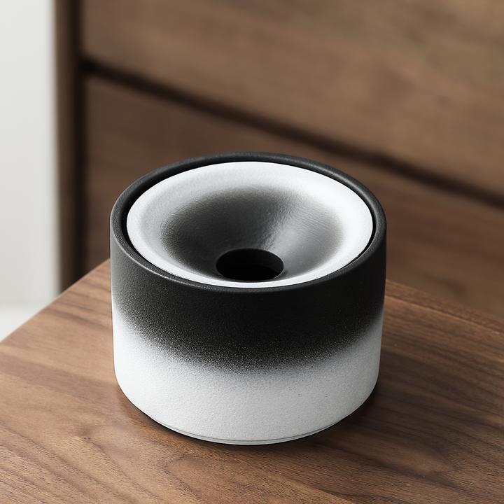 煌山陶瓷漏斗式烟灰缸带盖防飞灰家用客厅办公高颜值灭烟神器烟盅