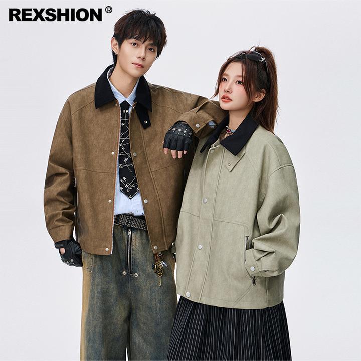 REXSHION秋季新款情侣飞行夹克男美式复古风潮流休闲宽松上衣外套