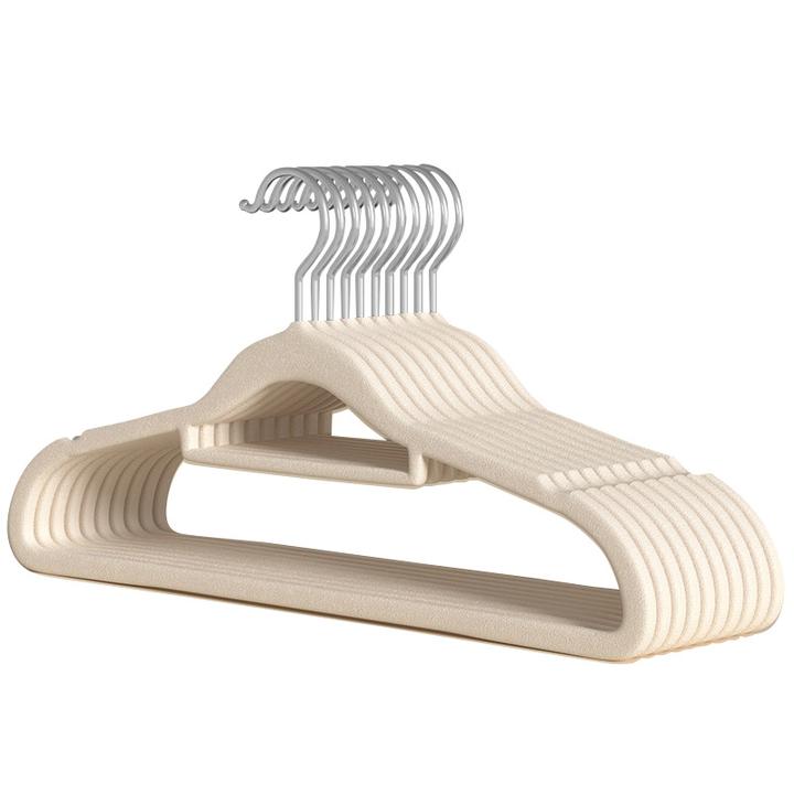 秋冬家用植绒衣撑10支耐用收纳防滑晾衣架环保内衣晾晒外套整理