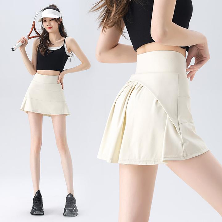 运动百褶裙女夏季防走光速干瑜伽裤裙a字短裙网球裙羽毛球半身裙