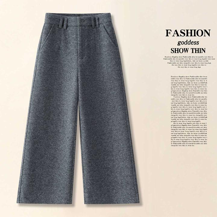 高级感九分羊毛阔腿裤女秋冬2025新款八分靴裤小个子加厚直筒裤