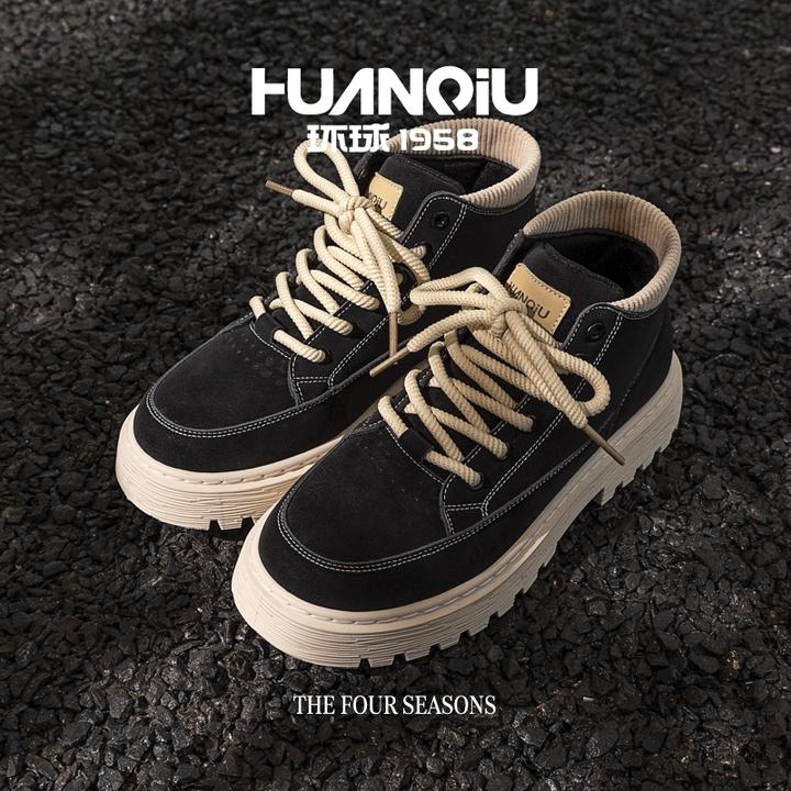 环球男士时尚休闲百搭英伦风潮鞋厚底耐磨男鞋潮流小众复古马丁靴