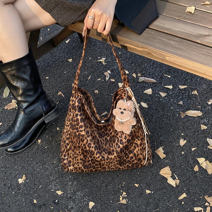 气质单肩包时尚小众豹纹手拎包大包包磁扣托特包秋冬日韩休闲百搭
