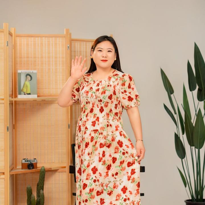 【学莉专属】2025夏新胖mm高腰松紧腰大码遮肉显瘦碎花连衣裙015