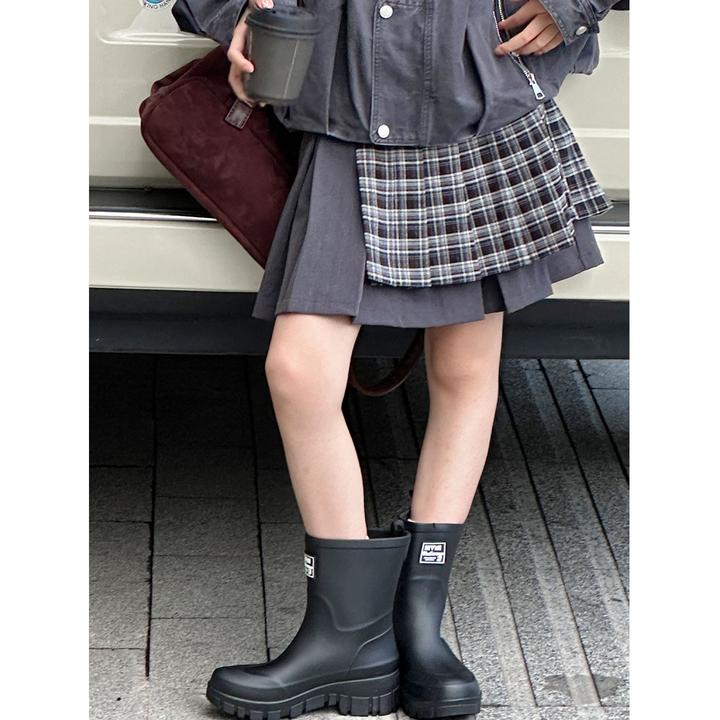 K29577孙小美格子拼接女童半身裙2025秋装新款儿童裙子女大童短裙