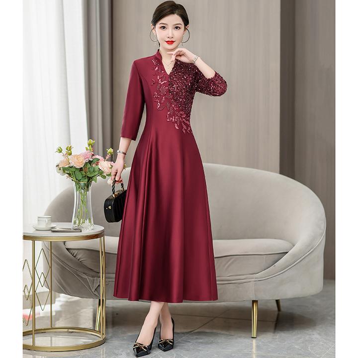 66252024春夏新款妈妈礼服年轻妈妈礼服喜婆婆婚宴装