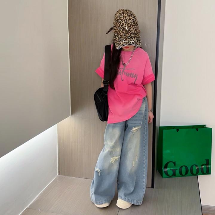 女童夏装2025新款牛仔裤中大童韩版洋气儿童装百搭潮休闲女孩夏季