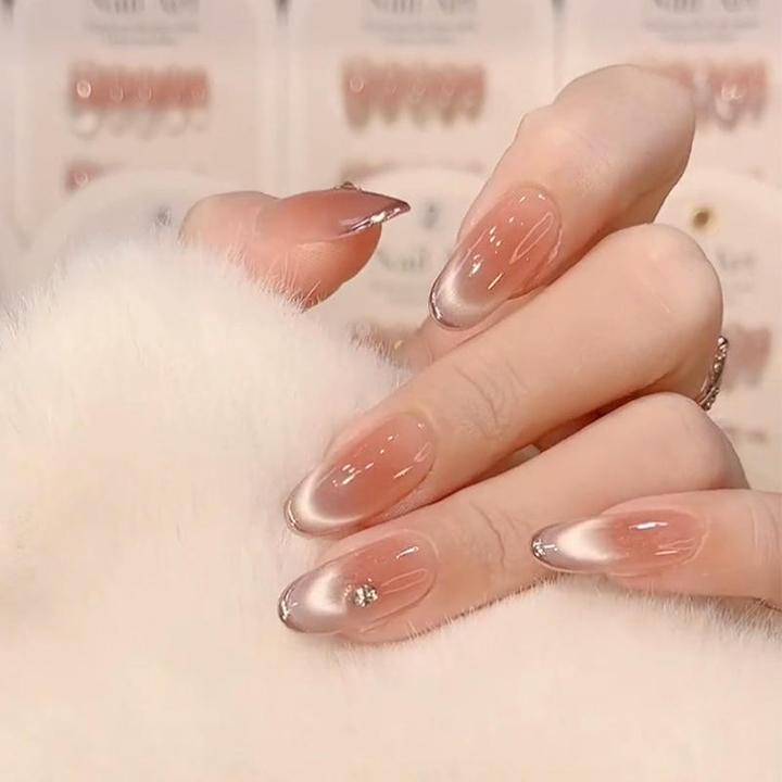 【紫气流光】纯手工穿戴甲显白气质高级感百搭鎏金渐变猫眼美甲