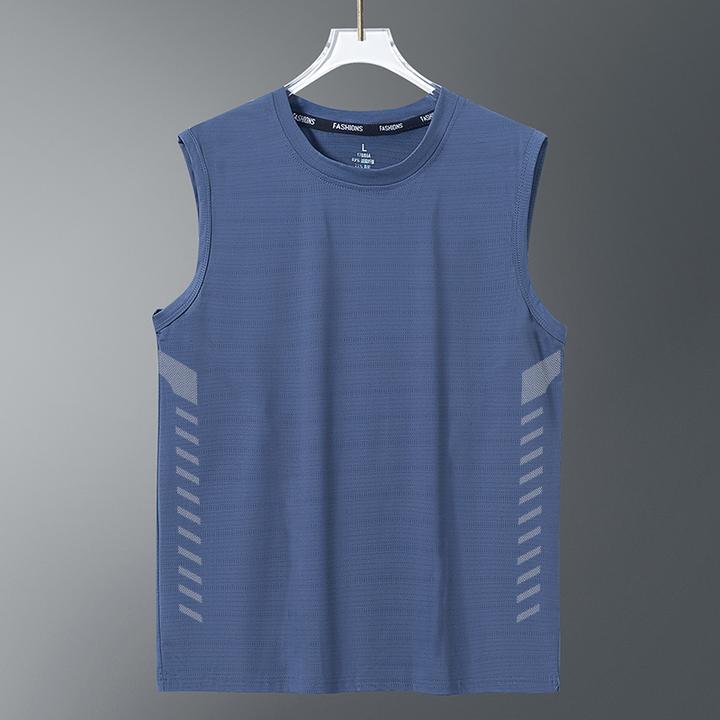 夏季背心男速干无袖T恤冰丝凉感运动上衣宽松跑步短袖训练健身服