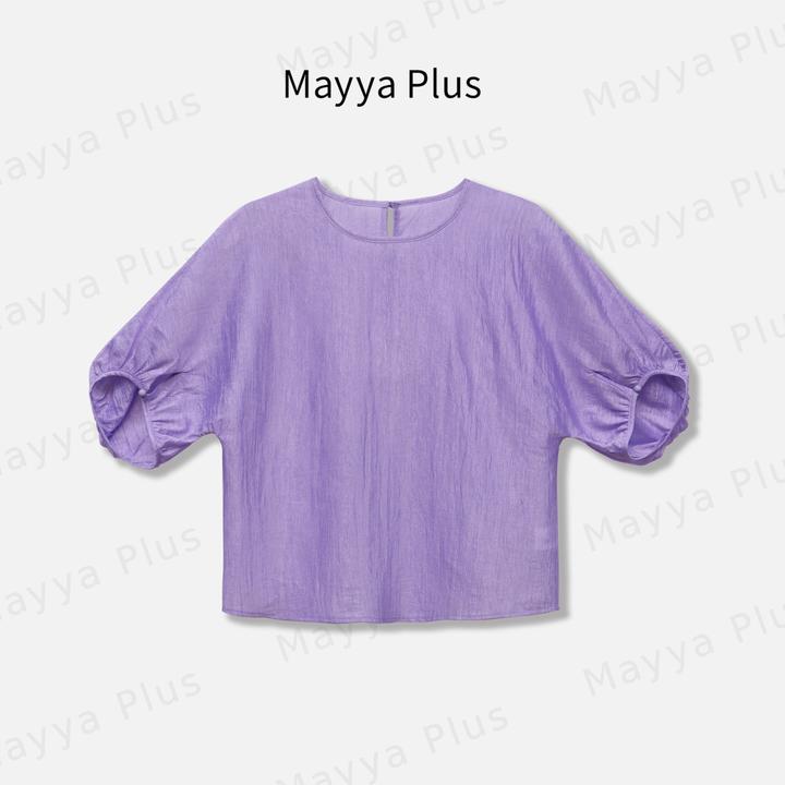 【从容】Mayya Plus麦芽定制轻慵懒风七分袖醋酸衬衫女上衣32528797