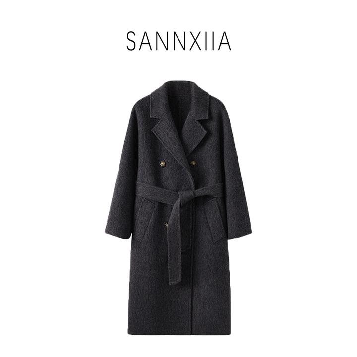 SANNXIIA时尚气质毛呢驼绒翻领双面呢大衣  801