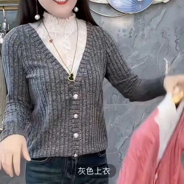 时尚欧货冬季2025百搭秋冬新款高领拼接蕾丝洋气显瘦长袖打底胖mm