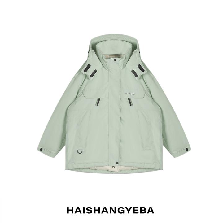 【海上叶爸】新款2024秋冬百搭90白鹅绒宽松防水连帽户外羽绒服