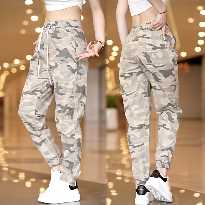 秋季加绒加厚可选印花迷彩休闲裤男士潮牌潮流运动韩版百搭纯色