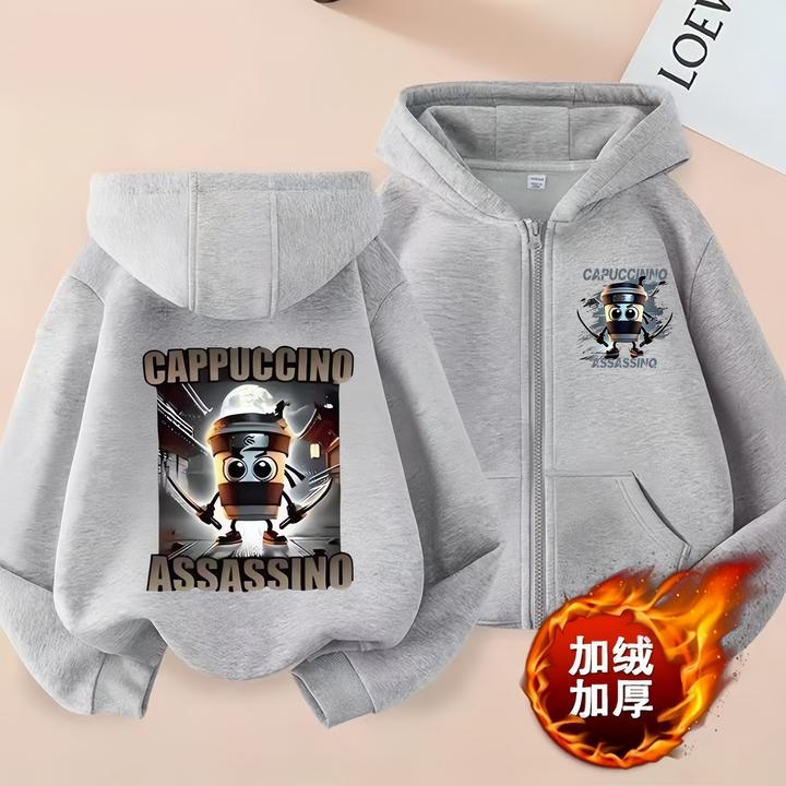 美国山海经木棍人童装秋季拉链卫衣外套秋冬衣服外套男童卡通潮