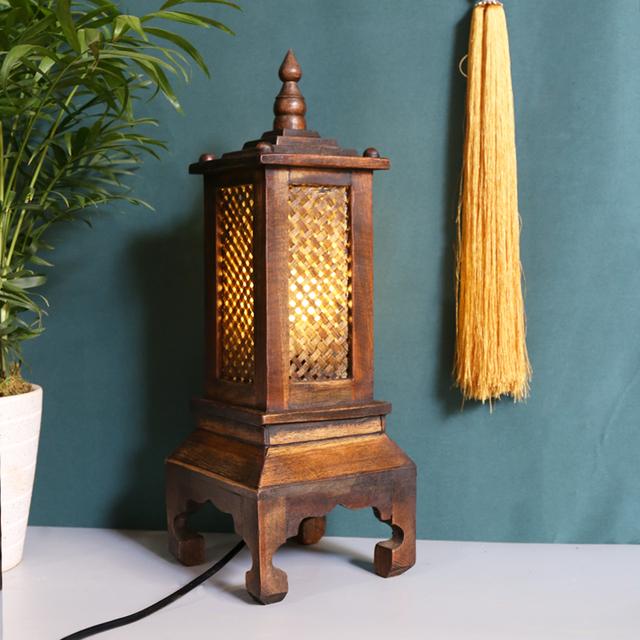 泰国实木装饰台灯卧室书房床头灯客厅中式复古台灯东南亚风格灯具