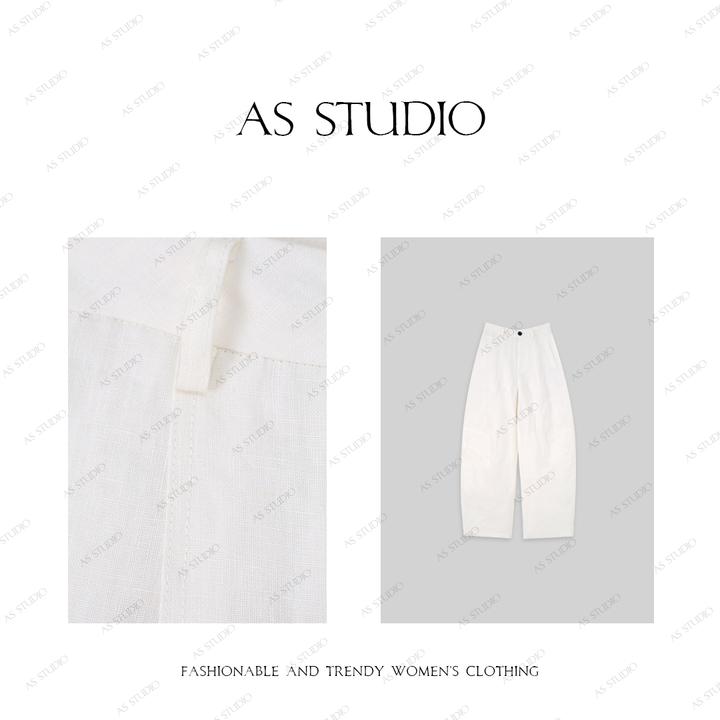 【AS曲水】25新高级老钱风自带松弛感亚麻阔腿裤AS25XXXK00109