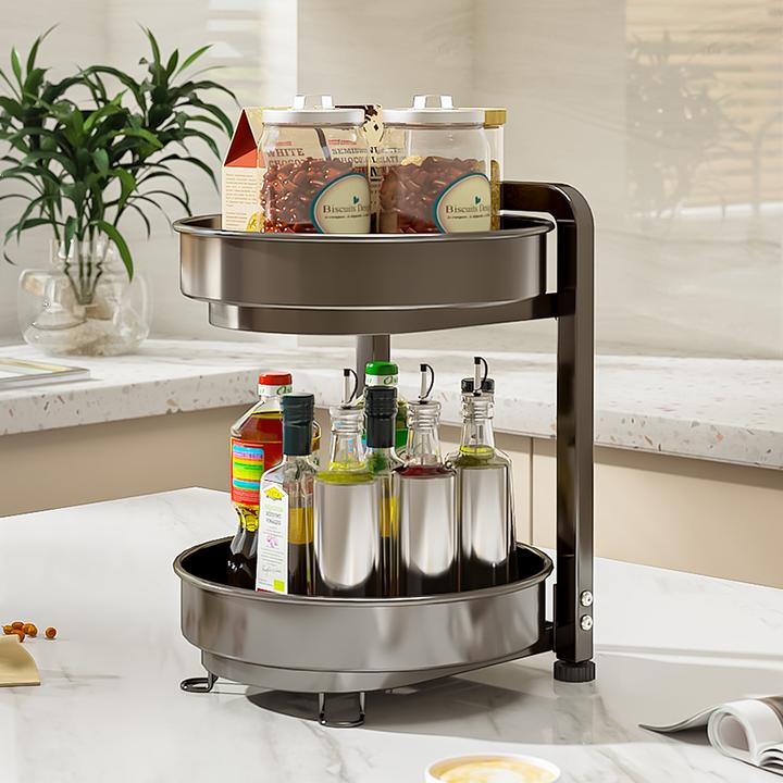 旋转调料置物架厨房调料品架子双层家用台面转角佐料调味品收纳架