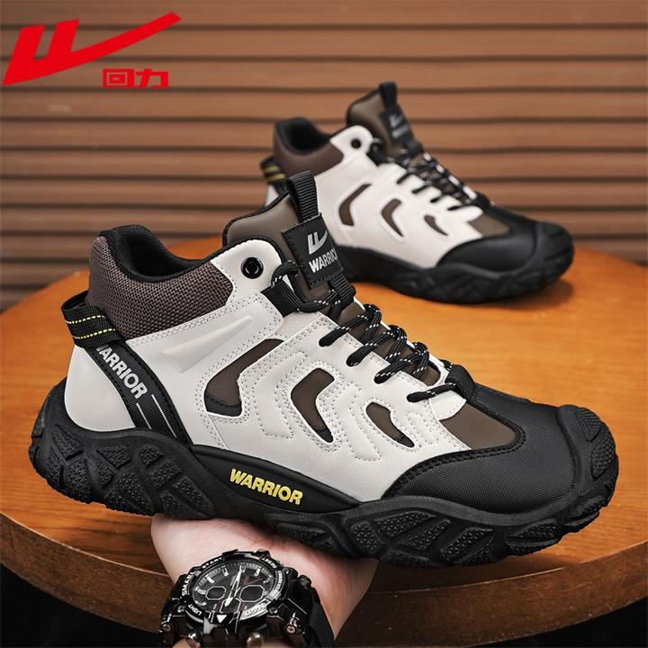 回力男鞋冬季户外钓鱼徒步登山鞋男士休闲耐磨防滑高帮工装劳保鞋