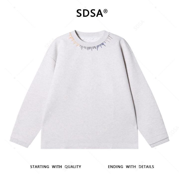 SDSA男士春秋新款痞帅男装简约领口缝线设计圆领卫衣百搭时尚上衣