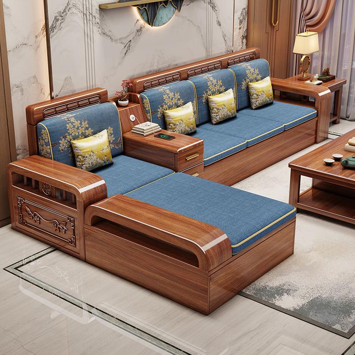 【工厂直销】中式大沙发客厅多功能储物实木沙发家用客厅新中式沙发